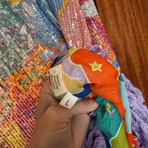 CeliaB Sequin Caftan + Purple Fringe, Size L - Picture 5 of 6